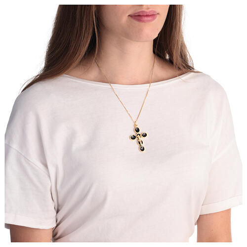 Golden zamak cross pendant Christ with black enamel  4