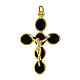 Golden zamak cross pendant Christ with black enamel  s1