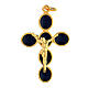 Croix pendentif dorée zamak émail bleu Christ s1