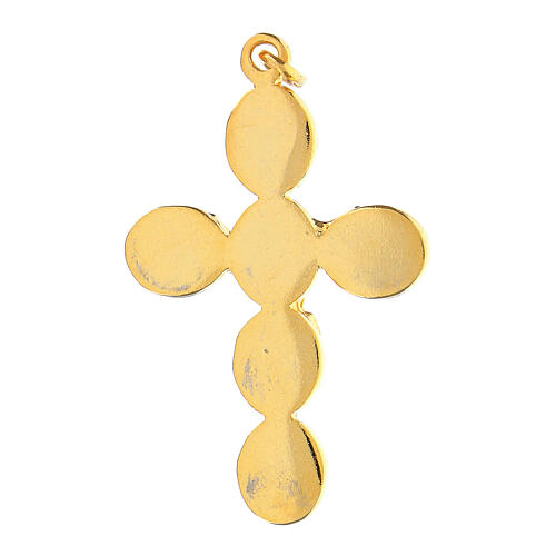 Gold cross pendant zamak blue enamel Christ 5