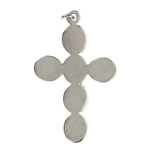 Green enamel cross pendant, Christ zamak white bronze 5