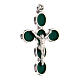 Green enamel cross pendant, Christ zamak white bronze s3