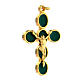 Gold plated zamak cross with green enamel and body of Christ s3