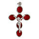 Cross pendant, red enamel and zamak body of Christ, white bronze finish s1