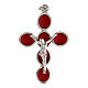 Cross pendant Christ red enamel zamak white bronze s1