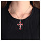 Cross pendant Christ red enamel zamak white bronze s2