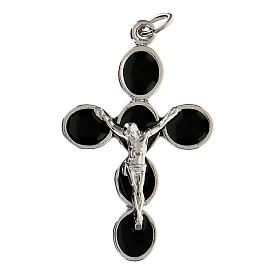Black cross pendant zamak white bronze Christ