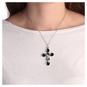 Black cross pendant zamak white bronze Christ