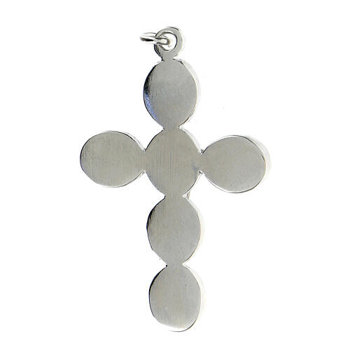 Croix pendentif émail nacré Christ zamak finition bronze blanc 5