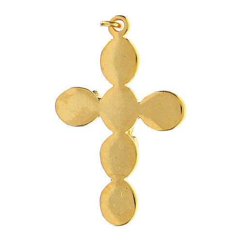 Cross pendant, burgundy enamel and zamak body of Christ, gold finish 5