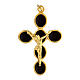 Cross pendant, burgundy enamel and zamak body of Christ, gold finish s1