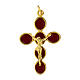 Cross pendant, burgundy enamel and zamak body of Christ, gold finish s1