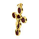Cross pendant, burgundy enamel and zamak body of Christ, gold finish s2