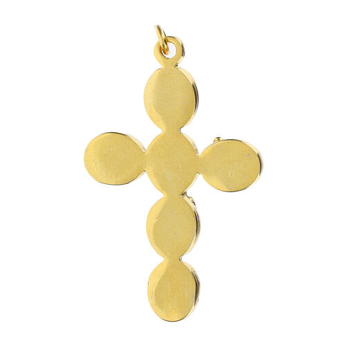 Pingente crucifixo metal zamak dourado esmalte bordô 3