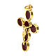 Pingente crucifixo metal zamak dourado esmalte bordô s2