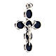 Pendentif croix émail bleu Christ zamak finition bronze blanc s3