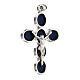 Cross pendant with blue enamel Christ white bronze zamak s3