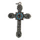 Croix décorée émail bleu Christ zamak finition bronze blanc s1