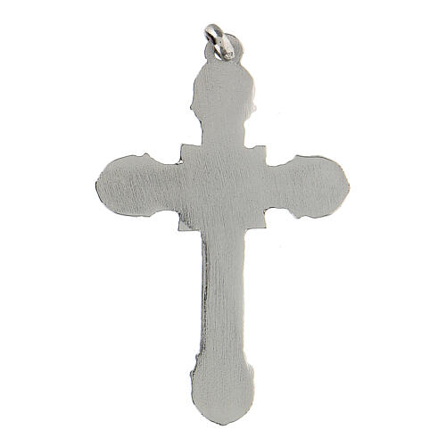 White bronze zamak cross pendant with turquoise enamel 3