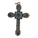 White bronze zamak cross pendant with turquoise enamel s1