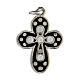 Zamak cross with black enamel and crystal strass, polished white bronze finish s1