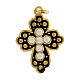 Gold plated zamak budded cross with black enamel and crystal strass s1