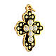 Gold plated zamak budded cross with black enamel and crystal strass s3