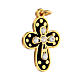 Pingente cruz de zamak dourado com esmalte preto e cristais strass, 3x2 cm s3