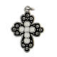 Cross pendant black enamel zamak white bronze rhinestone crystals s1