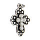 Cross pendant black enamel zamak white bronze rhinestone crystals s3