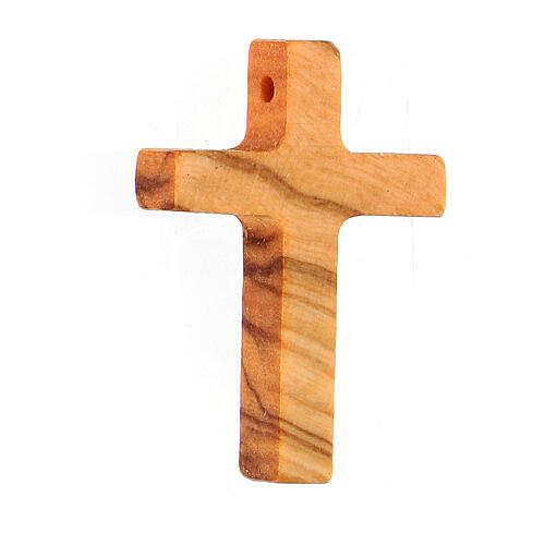 Pendentif croix bois olivier Assise 3,5 cm 2