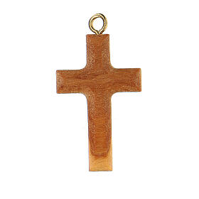 Pingente cruz madeira de oliveira de Assis anel de metal 3,5 cm