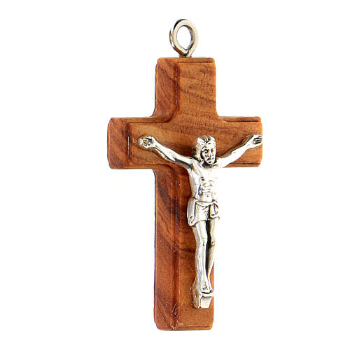 Cruz madeira de oliveira de Assis com Corpo de Jesus 4x2 cm 2