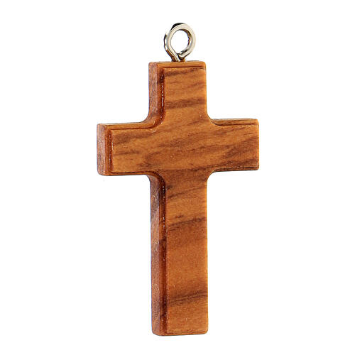 Cruz madeira de oliveira de Assis com Corpo de Jesus 4x2 cm 3