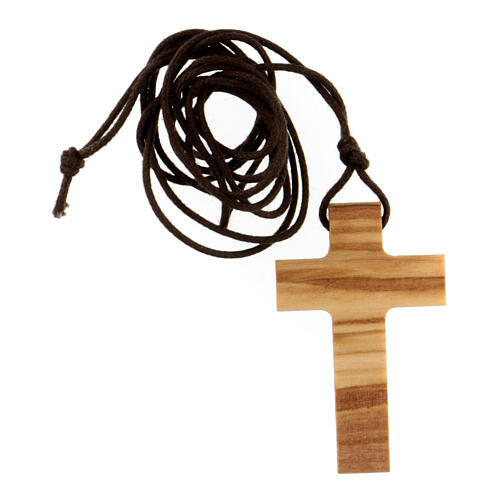 Pendente croce legno olivo Assisi 4 cm 3