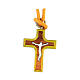 Yellow necklace with 2 cm olivewood crucifix s1