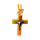Yellow necklace with 2 cm olivewood crucifix s2
