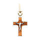 Olivewood cross with white edges 2 cm s2