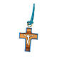 Light blue necklace with 2 cm olivewood crucifix s3