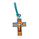 Olive wood cross pendant, blue border 2 cm s1