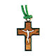 Olivewood cross with green edges 2 cm s2