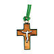 Olive wood cross pendant, green border 2 cm s1