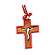 Red necklace with 2 cm olivewood crucifix s1