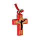 Red necklace with 2 cm olivewood crucifix s2