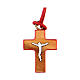 Red necklace with 2 cm olivewood crucifix s3