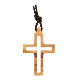 Cross pendant with cut-out centre, Assisi olivewood, 3x2 cm