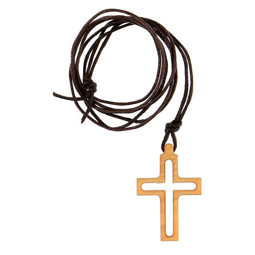 Cross pendant with cut-out centre, Assisi olivewood, 3x2 cm 3
