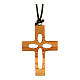 Rope necklace with 3x2 cm cut-out olivewood cross s1
