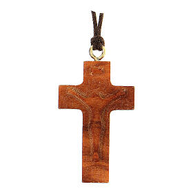 Reliefartiges Kreuz aus Assisi-Holz mit Jesus, 4 x 2 cm