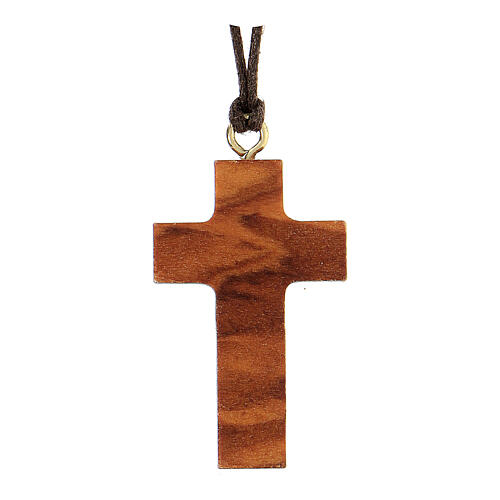 Reliefartiges Kreuz aus Assisi-Holz mit Jesus, 4 x 2 cm 2